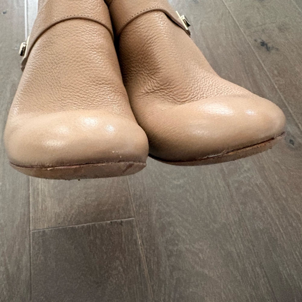 Kate Spade Nude Leather Thatcher Ankle Booties 9.5 - Picture 3 of 8